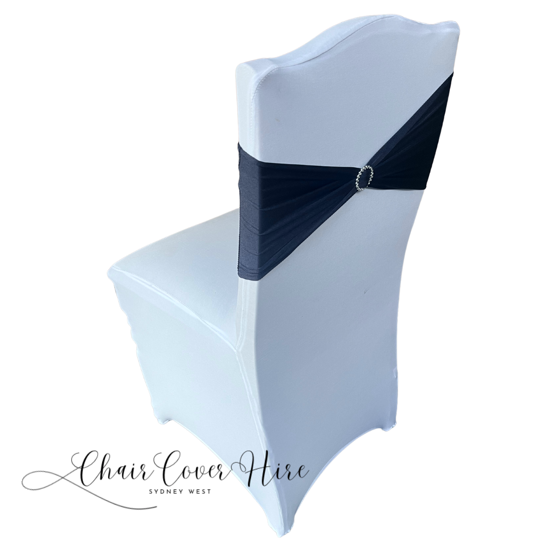 Navy Blue Lycra Chair Band Hire