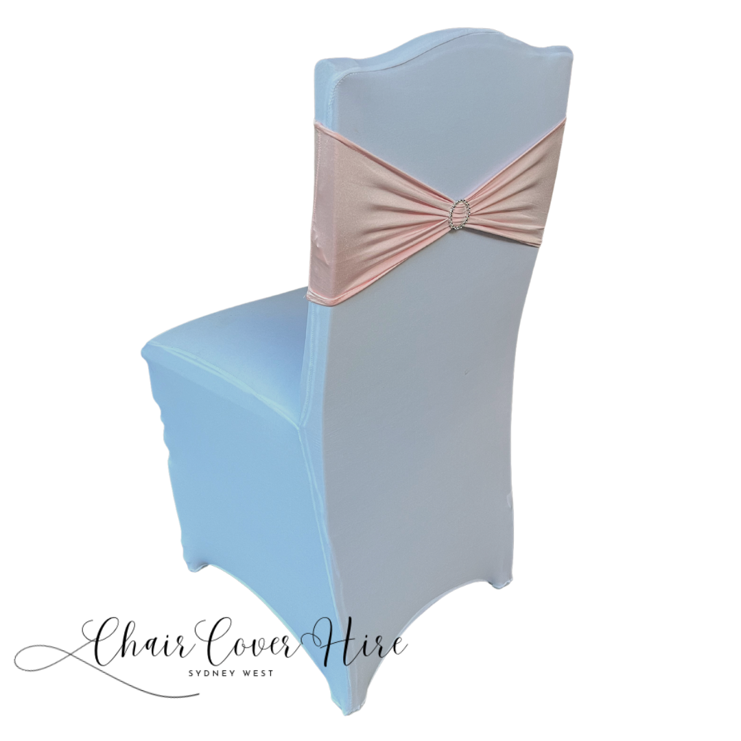 Blush Pink Lycra Chair Band Hire