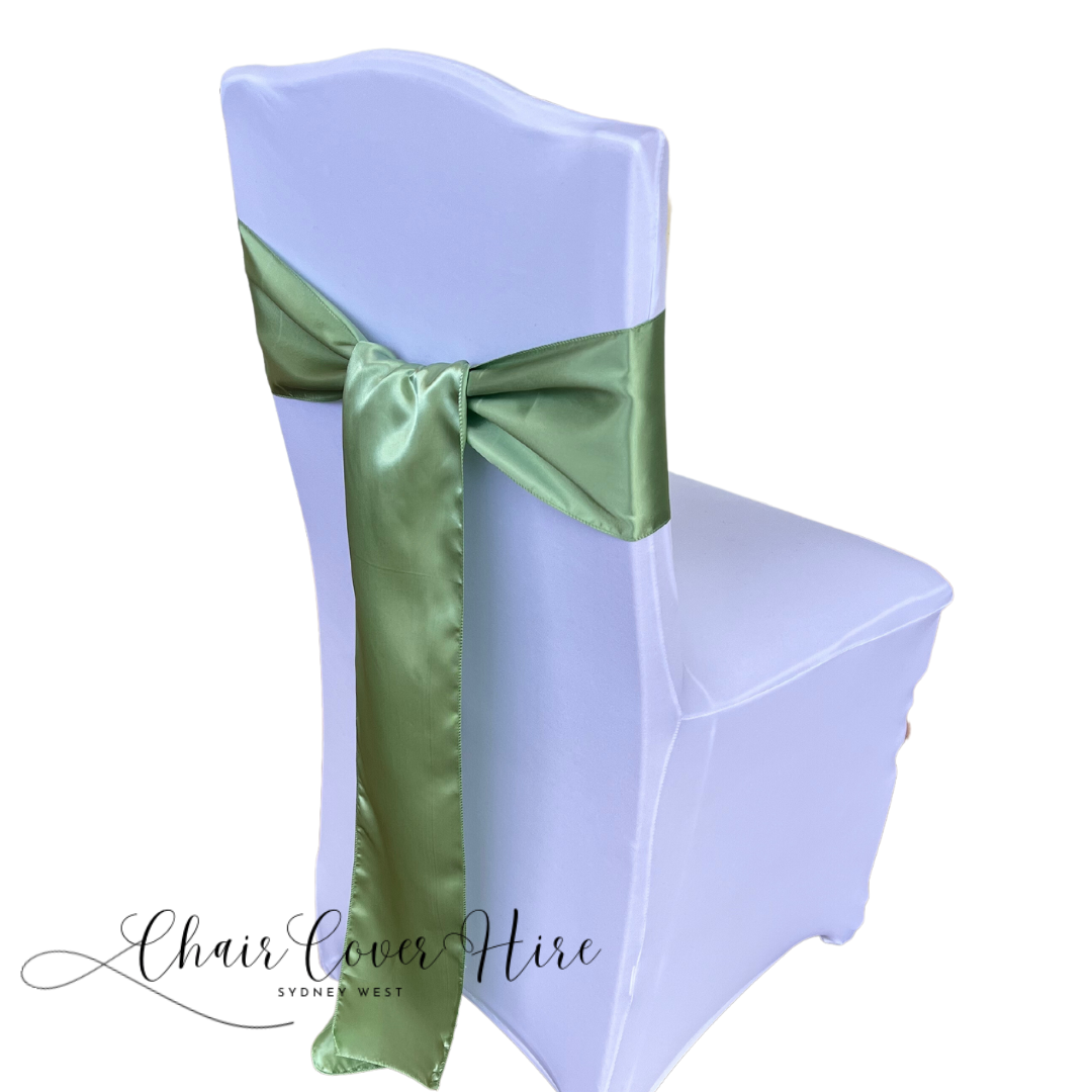 Willow Green Satin Chair Sash Hire