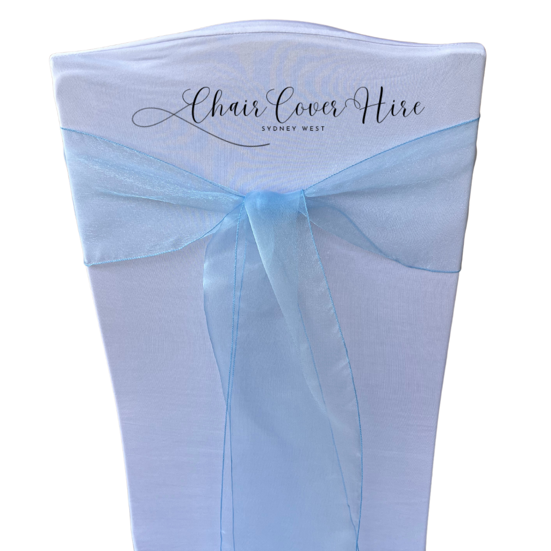 Light Blue Organza Chair Sash Hire