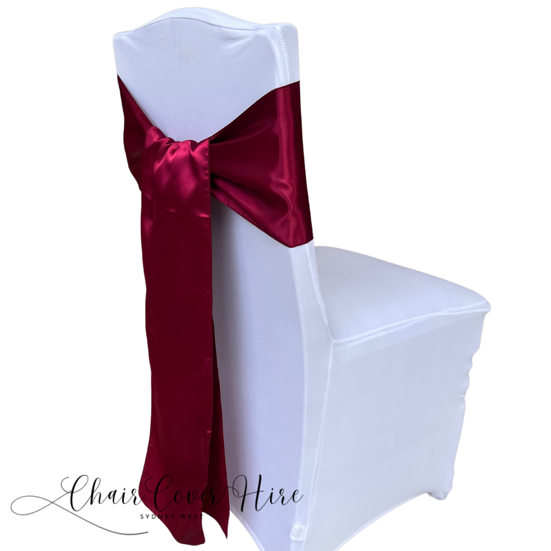 Burgundy Satin Chair Sash Hire