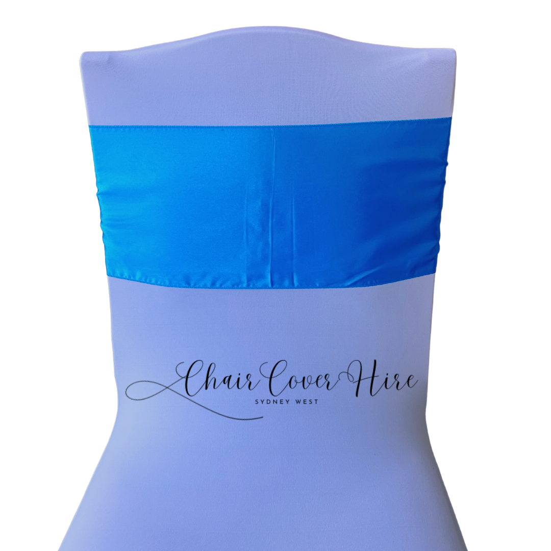 Bright Blue Satin Chair Sash Hire