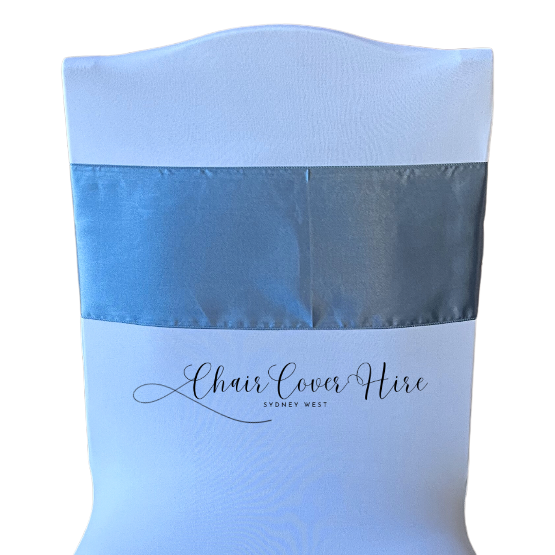 Dusty Blue Satin Chair Sash Hire