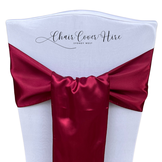 Burgundy Satin Chair Sash Hire