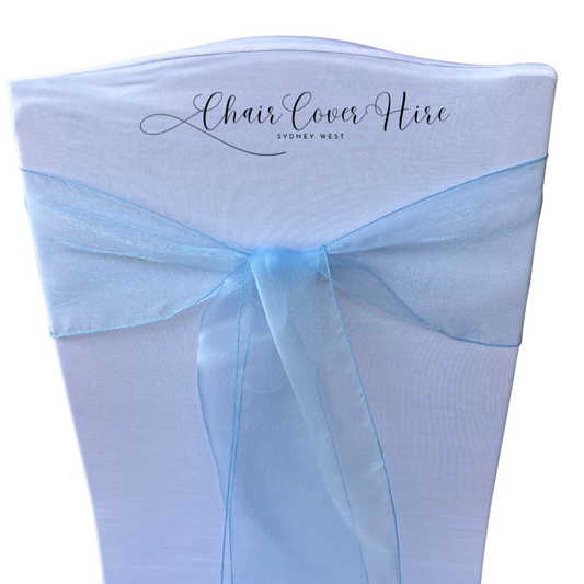 Light Blue Organza Chair Sash Hire