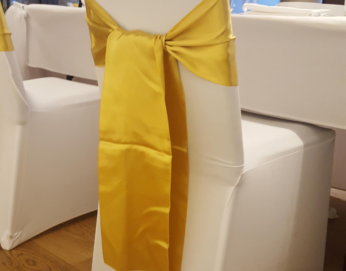 Gold Satin Chair Sash Hire