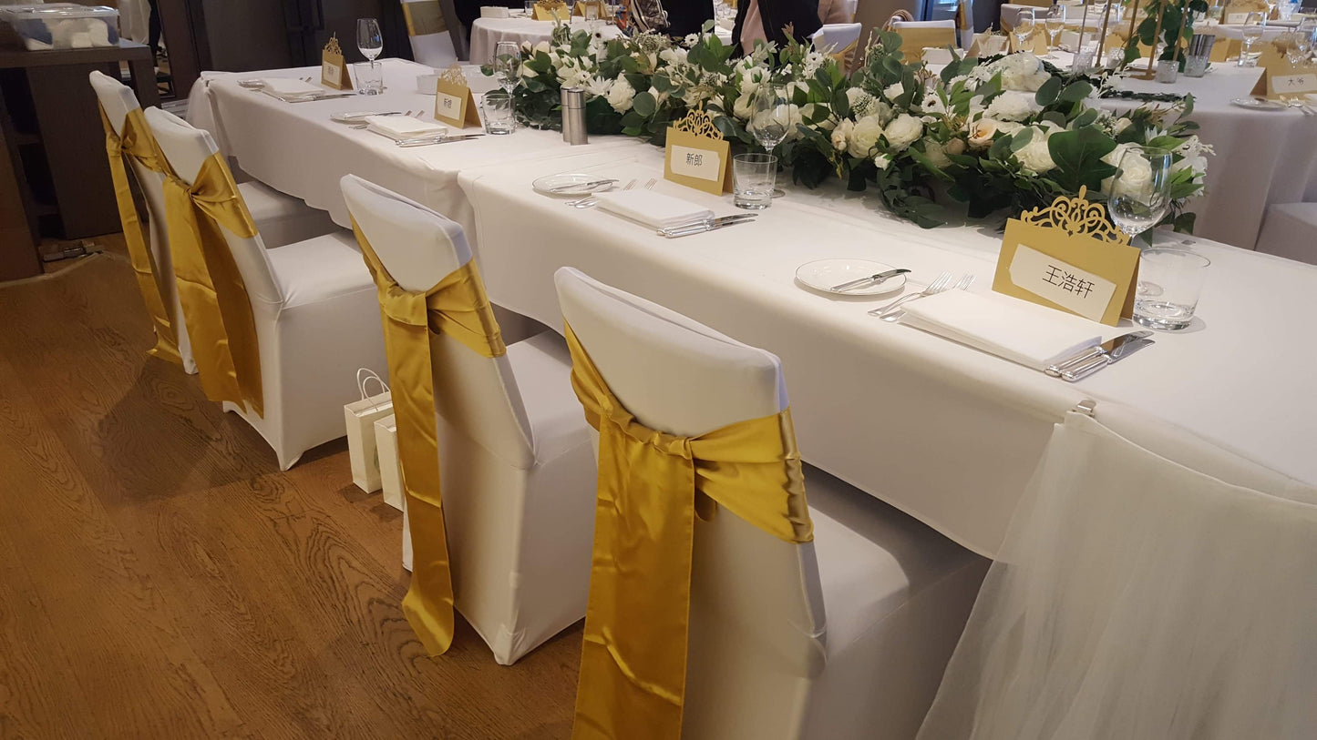 Gold Satin Chair Sash Hire